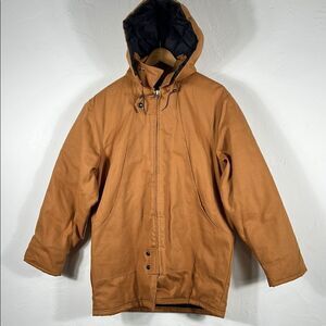 🔥🔥 WORKHORSE Quilt Lined Denim Hooded Zip JACKET Work COAT - PERFECT Condition